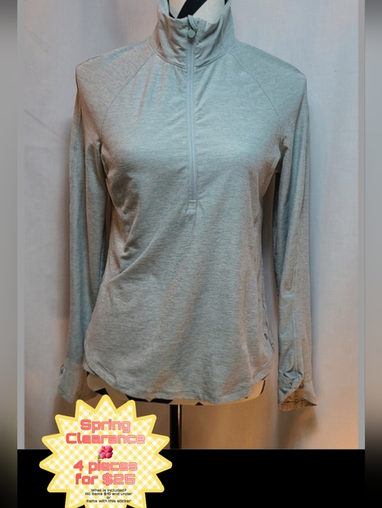 Apana Tops - Apana Heather Gray Zip-Up Top